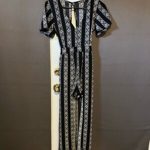 Elegant Black and White Maxi Romper